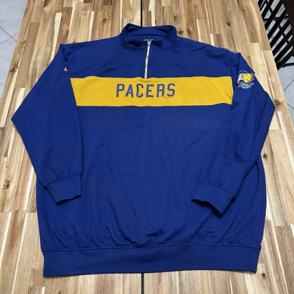 Indiana Pacers Pullover Mens 3XLT Blue Majestic Hardwood Classics 1/4 Zip NBA